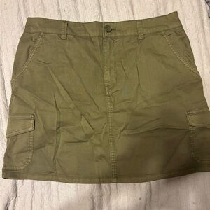 Olive Green Cargo Mini Skirt